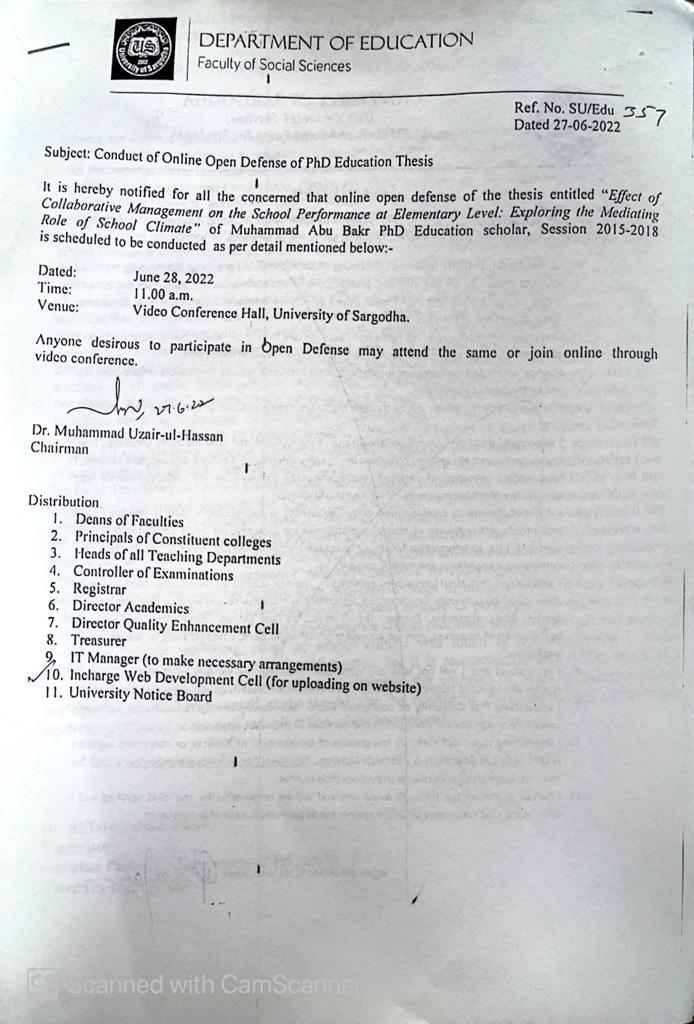 Conduct of Online Open Defense of PhD Education Thesis