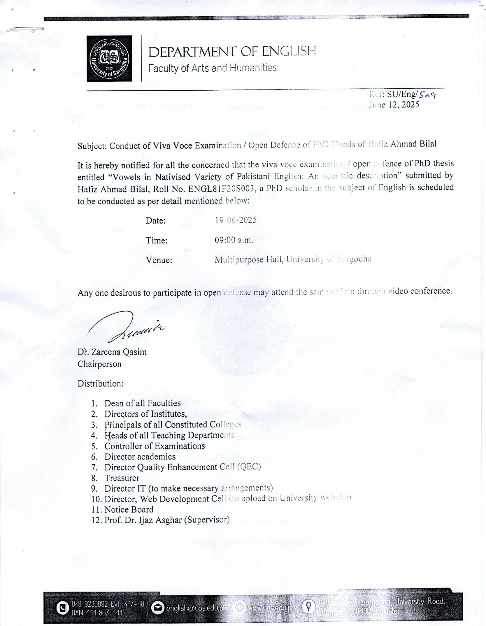 Conduct of Viva Voce Examination / Open Defence of PhD Thesis