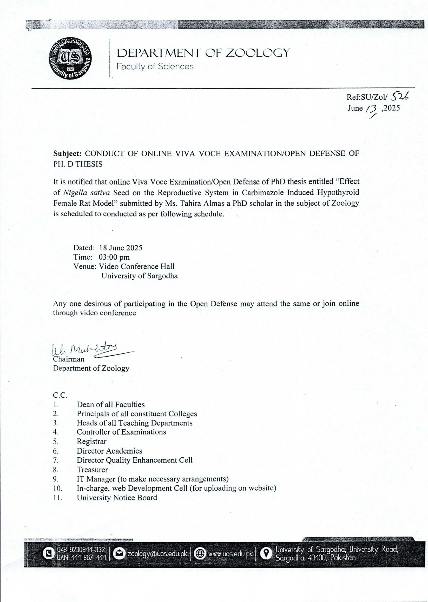 Conduct of Viva Voce Examination / Open Defence of PhD Thesis