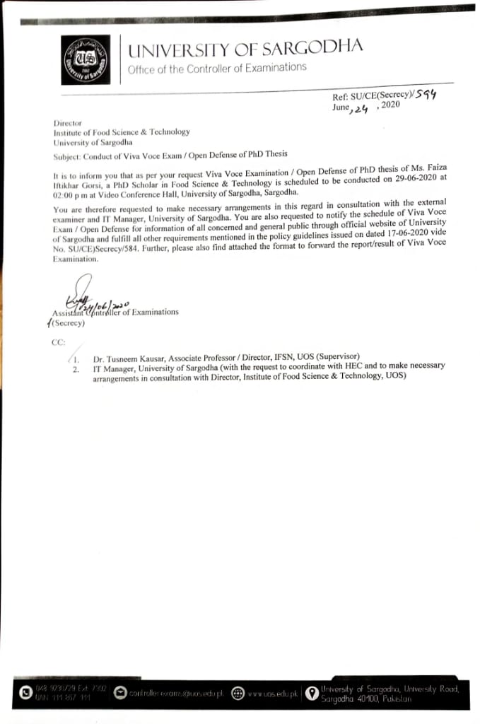 Conduct of Viva Voce Examination/Open Defense of PhD Thesis ( IFSN )