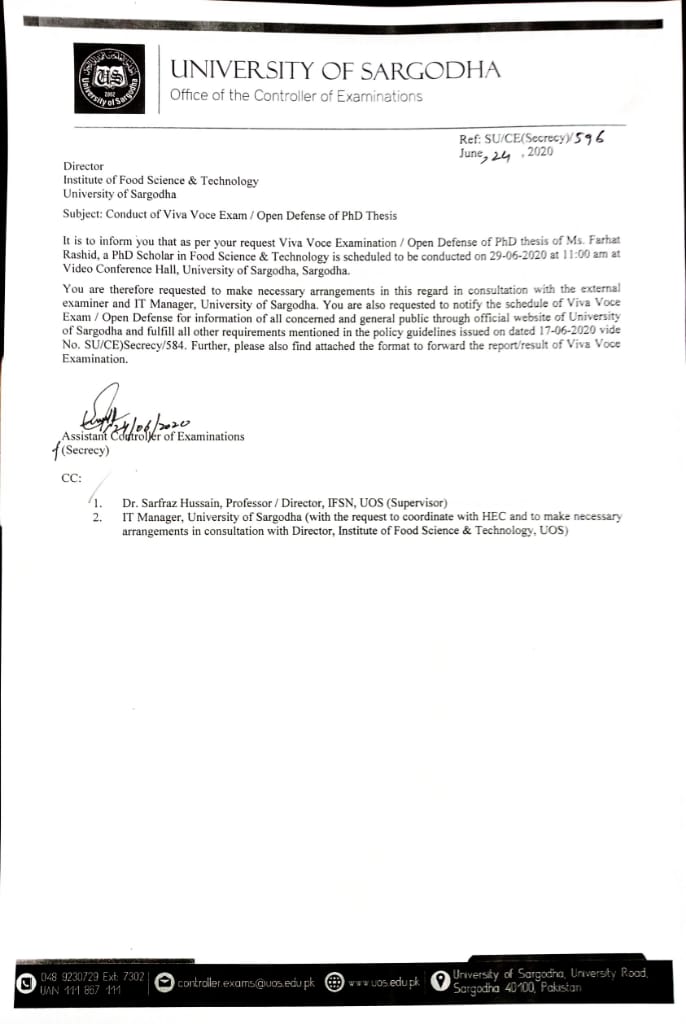 Conduct of Viva Voce Examination/Open Defense of PhD Thesis ( IFSN )