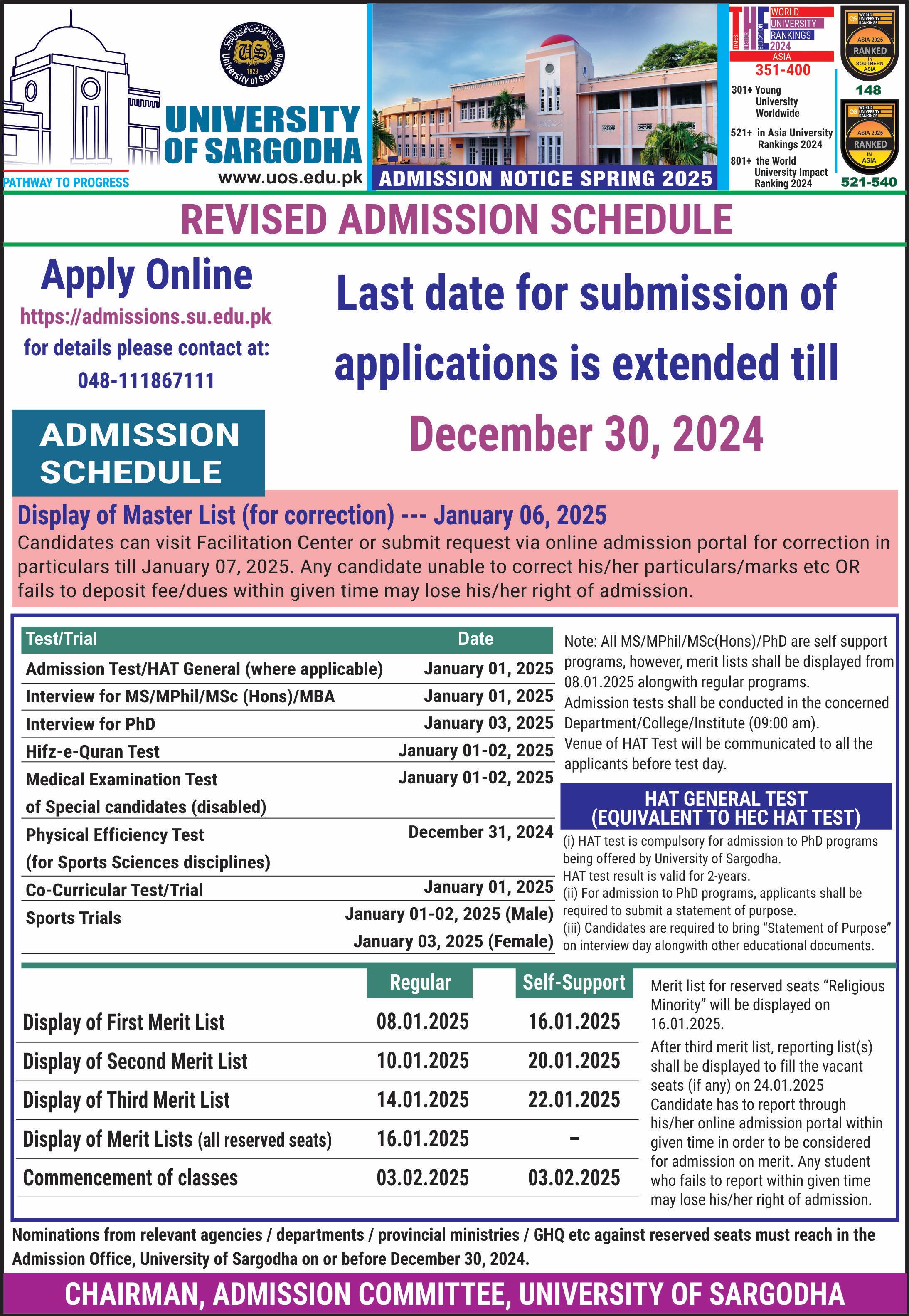 ADMISSIONS ADVERTISEMENT SPRING 2025