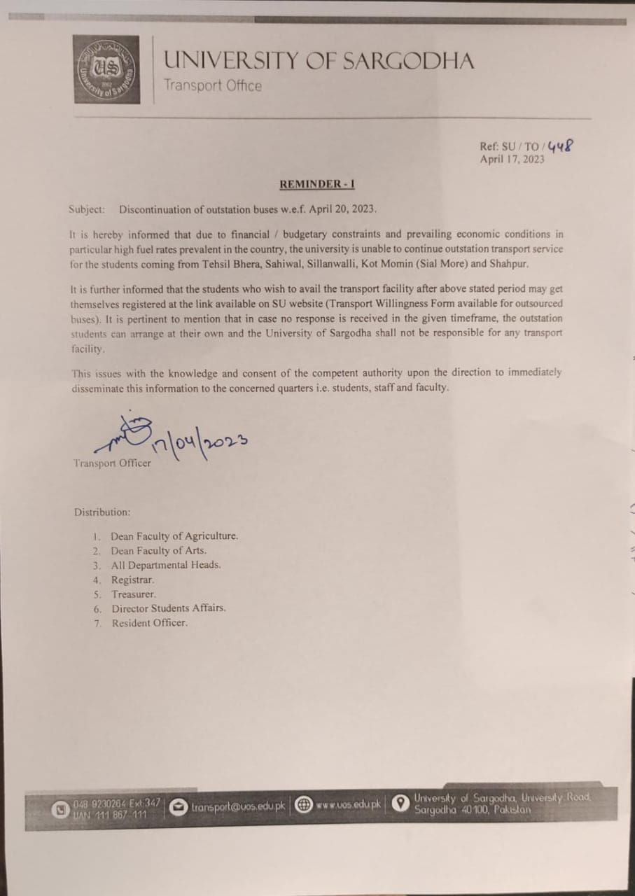 Discontinuation of outstation buses