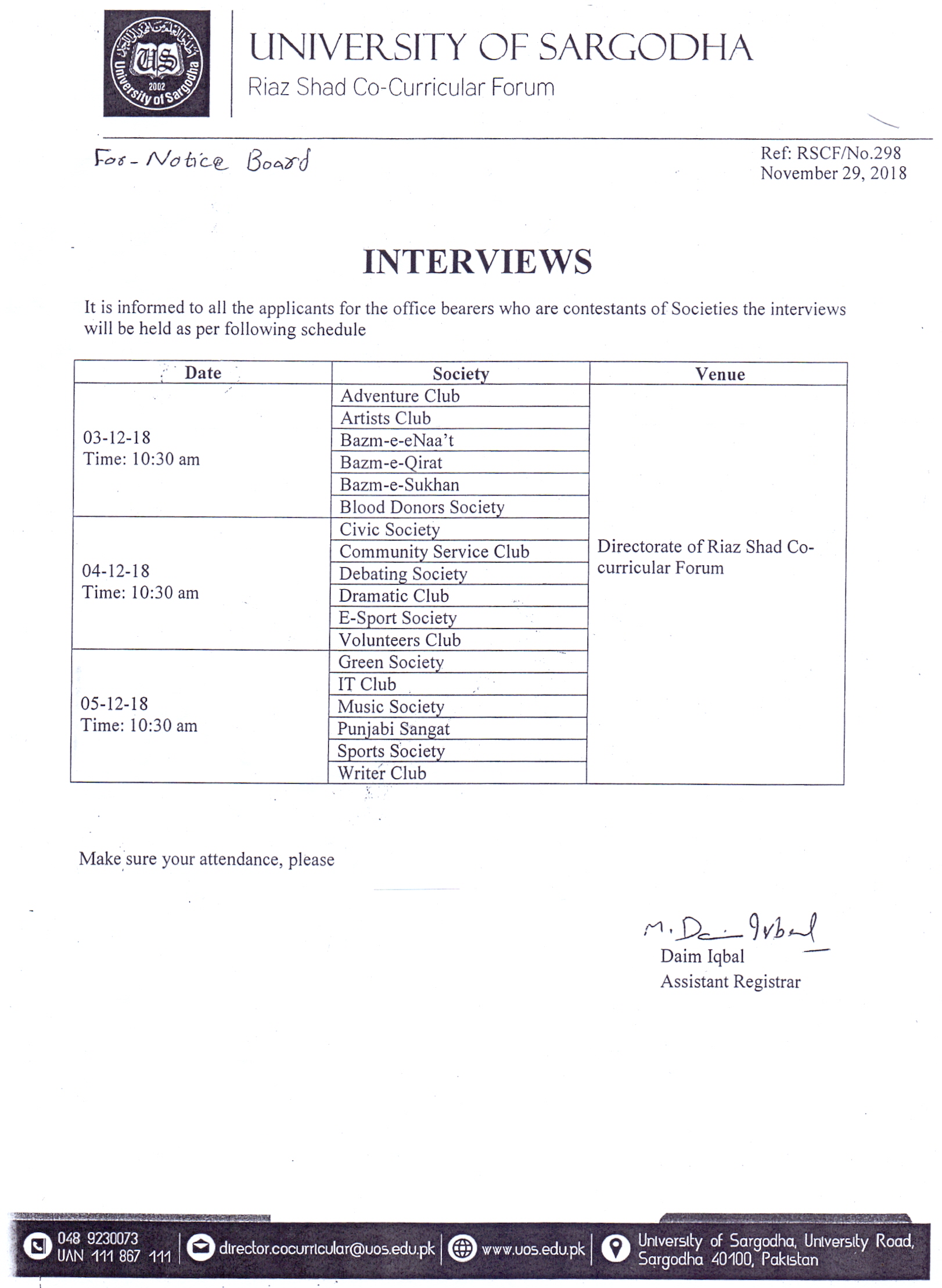 Societies Interviews